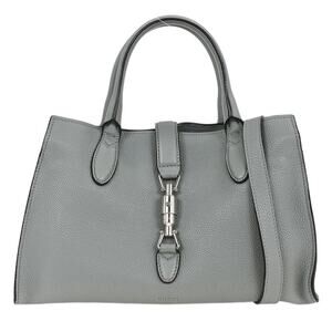 Gucci Leather Jackie Soft Tote Light Blue